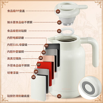 宝威玛（BVGMAV）保温壶家用办公室316L不锈钢保温水壶大容量热水瓶居家高档礼物2L