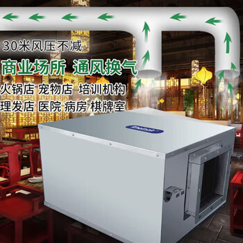 莱茵新风 商用新风系统娱乐场所工装机地下室商场超市新风换气机室内抽风送风一体管道风机 单向流5000风量