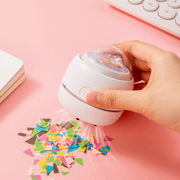 得力【儿童节礼物】强吸力毛刷吸嘴桌面吸尘器 迷你键盘除尘 橡皮屑清洁器学生用品  白18891