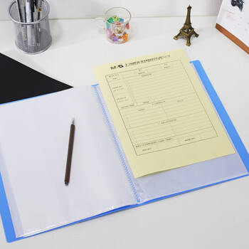 晨光（M&G）新锐派资料册收纳册插袋档案塑料文件册多页资料册40页蓝色ADM95097B单个装