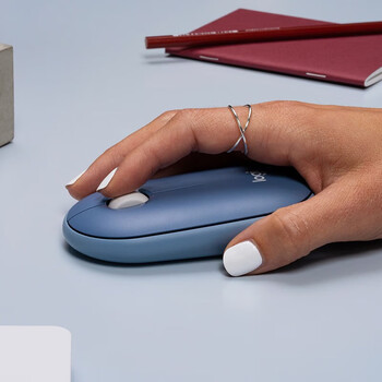 罗技（Logitech）LOGITECH PEBBLE 无线蓝牙鼠标 轻音鼠标 办公鹅卵石造型 轻薄便携 时尚小巧 品月蓝