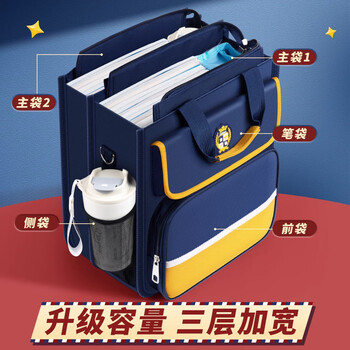 汕誉补习袋多层大容量小学生男女孩可双肩手提书包补习包初高中儿童补课手提袋美术袋收纳袋开学必备
