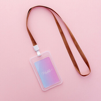 创意挂绳透明胸牌卡公交卡套 简约小清新学生饭卡套校园卡保护套 渐变