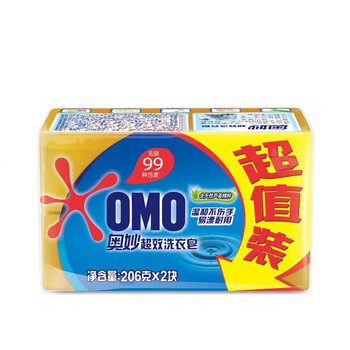 奥妙 洗衣皂 99超效(2X206G)*2盒 柔顺护手 去污渍+湿巾1片装