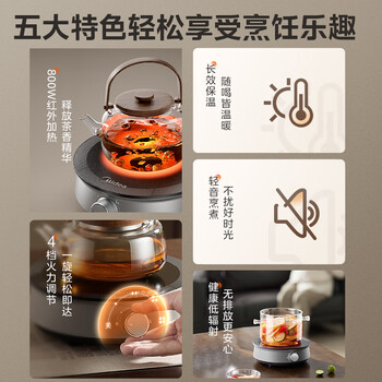 美的（Midea）电陶炉电磁炉围炉煮茶小型一人迷你800W炒菜火锅炉多功能电池炉电磁灶不挑锅具小巧玲珑HW08EY08