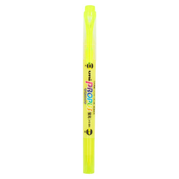 uni三菱浅色荧光双头记号笔（细0.6mm/粗4mm）可视窗 学生重点标记 PUS-102T 1支/袋 黄色