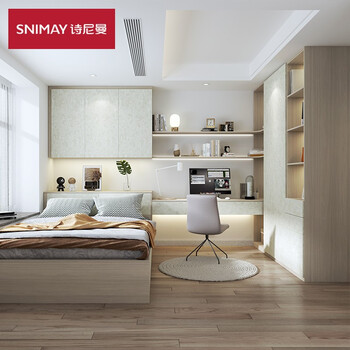 诗尼曼全屋定制上下床书桌衣柜一体卧室书桌书柜组合家具 卧室榻榻米