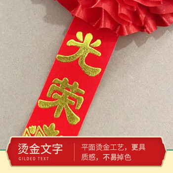 优学库 大红花定制表彰参军入伍退伍光荣家属绸缎胸花 19cm 优秀 1个装  热门商品