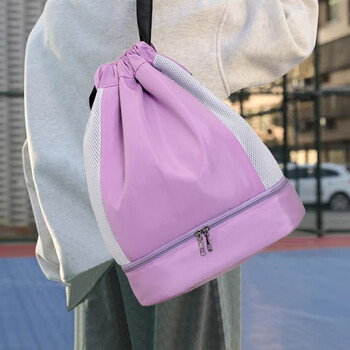 VICTORIATOURIST运动包男女抽绳运动健身背包干湿分离游泳包篮球训练束口双肩包黑