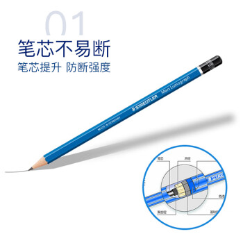 施德楼（STAEDTLER）HB素描铅笔 100经典蓝杆专业美术手绘速写专用初学者考试画画工具12支/盒