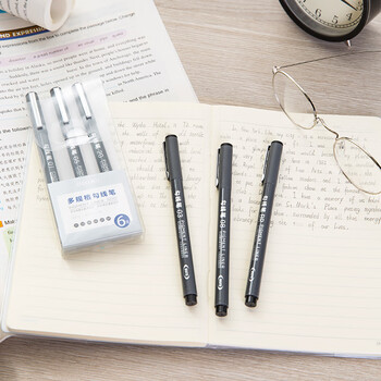 得力（deli）6支美术勾线笔多规格勾线笔(混)(6支/盒)专业绘画手绘素描彩绘画画S573