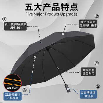 米波迪(Meebordi)16骨全自动伞黑胶雨伞晴雨两用抗风防晒遮阳伞防紫外线可定制 米波迪(Meebordi)16骨全自动伞黑胶雨伞晴雨两用抗风防晒遮阳伞防紫外线可定制