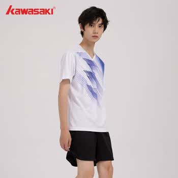 川崎（KAWASAKI）羽毛球服男款专业运动V领短袖+短裤套装B1813 白色 XL