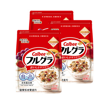 卡乐比（Calbee）即食燕麦片 原味水果麦片600克*3 日本进口食品 早餐代餐零食