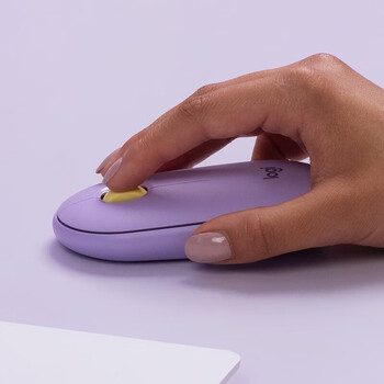 罗技（Logitech）LOGITECH PEBBLE 无线蓝牙鼠标 静音鼠标 办公鹅卵石造型 轻薄便携 时尚小巧 星幕紫