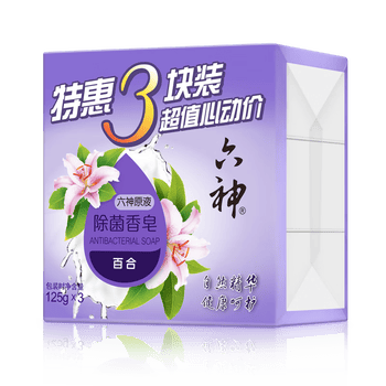 六神香皂止痒滋润沐浴洁面皂家庭装除菌香皂125G*3块 赠：维达湿巾2片