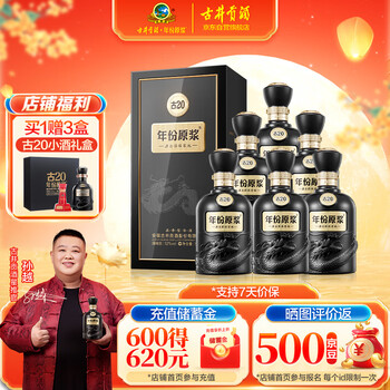 古井貢酒 古20（20年）2本入り 白酒 500ml 中国酒 古井贡酒年份原浆古20 中国香52%vol 浓香型白酒500ml 单瓶装