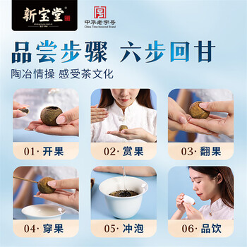 岭南新宝堂新会小青柑柑普茶广东特产蓝罐送礼礼盒250克