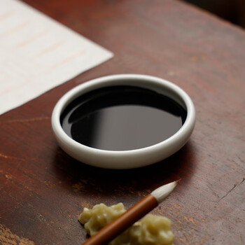 漢墨 白瓷小墨碟 初学者学生简易清洗实用墨海笔架 文房四宝陶瓷颜料颜彩料碟