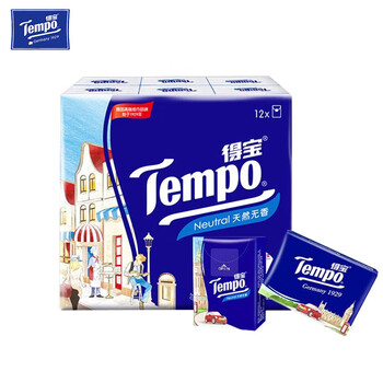 得宝【实惠】手帕纸 印花4层7片12包*1提 樱花味+1包纸 T0153