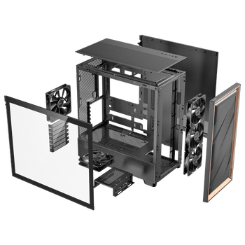 安钛克（Antec）（Antec)FLUX机箱电脑主机玻璃侧透/实木外观/强劲散热/FLUX风道专利/标配5把风扇 /双位360/E-ATX