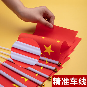贸丰 国旗五星红旗带杆小红旗手摇旗国庆手持小旗子 7号国旗100面带杆