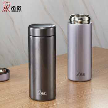 希诺（heenoor）保温杯 男士商务茶杯304高档杯子430ml车载便携XN-3223灰色
