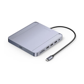 绿联 Type-C扩展坞USB转HDMI/VGA转换器有线网卡适用笔记本电脑平板【千兆网卡+3口USB+读卡器】60378