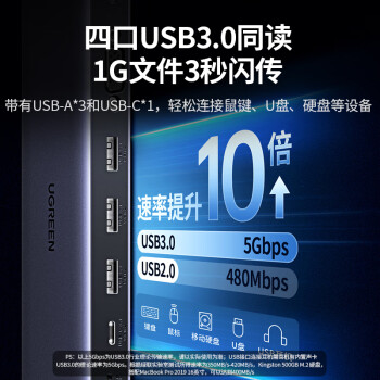绿联Type-C电脑桌支架扩展坞USB-C转HDMI投屏VGA网线转接头音频通用苹果15/16Mac笔记本转换器PD供电