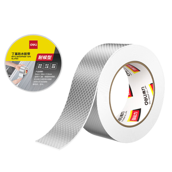 得力(deli)丁基防水胶带 5cm*10m*1.5mm 强力密封胶 铝箔卷材止漏 屋顶裂缝漏水补漏 银色1卷 JF505