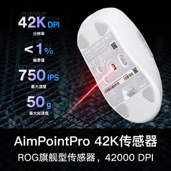 华硕（ASUS）月刃2 ACE 三模游戏鼠标 AimPoint Pro光学传感器 无线4K有线8K回报率 54g超轻量化鼠标 月耀白