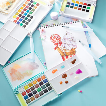 樱花(SAKURA)固体水彩颜料48色套装初学者便携透明水彩画工具学生艺考写生美术绘画速写用品出游礼物 樱花(SAKURA)固体水彩颜料48色套装初学者便携透明水彩画工具学生艺考写生美术绘画速写用品出游礼物