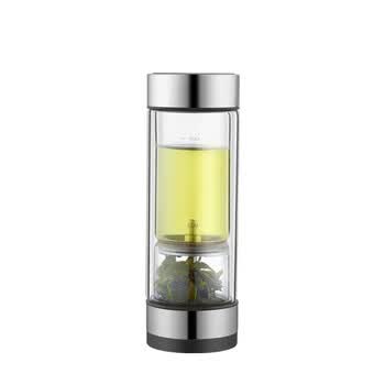 苏泊尔（SUPOR）茶水分离双层玻璃杯 办公便携商务泡茶杯子KC36JH10小牛皮棕360ml