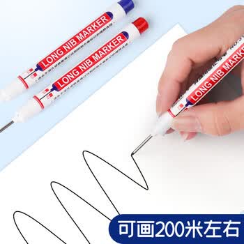 递乐长头记号笔油性划线笔瓷砖木工专用工地特记号笔加长深孔细画线防水防油标记笔 XN-317蓝色3支