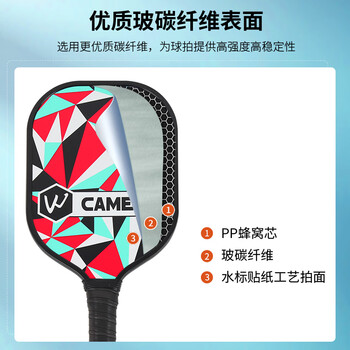 凯威（CAMEWIN）匹克球球拍套装专业款入门碳纤维pickleball热压皮克球几何双拍板