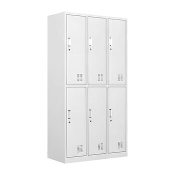 施尔福 更衣柜铁皮柜员工宿舍柜存包柜带锁鞋柜储物柜常规款六门更衣柜