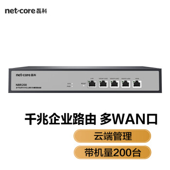 磊科（netcore）NBR200全千兆企业路由器 多WAN口 VPN虚拟专网/云端管理/AC管理/带宽叠加/带机量200