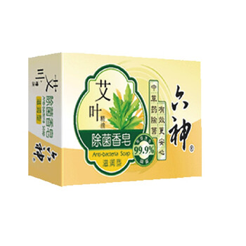 六神 香皂持久留香清凉洗澡洁面皂 艾叶除菌香皂（滋润型）108G*4块
