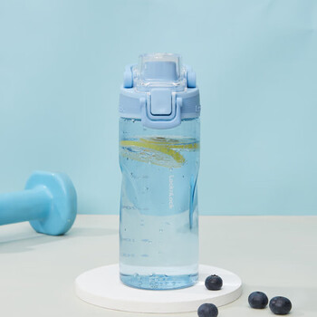 乐扣乐扣（LOCK&LOCK）人鱼线塑料运动水杯夏天便携水壶带刻度提手男女水杯子520ML蓝色
