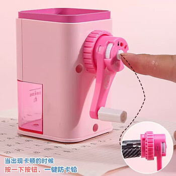 樱花小学生文具蓝色削笔器自动进笔 卷笔刀转笔刀儿童学生多功能手摇削笔刀美术素描可用