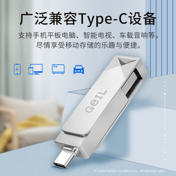 GEIL金邦 128GB USB3.0 Type-C手机U盘高速100MB/s两用OTG双接口安卓笔记本电脑通用优盘 GP100系列