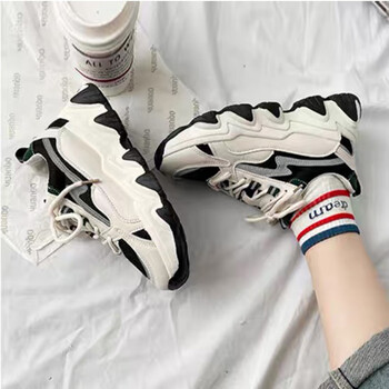 ebrukmare厚底老爹鞋女2024年春季新款百搭ins超火休闲学生运动鞋黑色