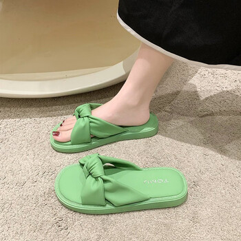 giouj踩屎感软底拖鞋女夏外穿年新款百搭休闲孕妇一字凉拖鞋子潮绿色