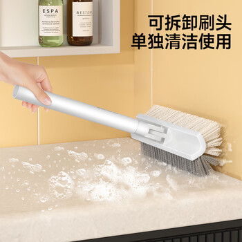 五月花地刷双面V型刷毛硬毛缝隙刷加长杆 浴室厕所厨房墙角自带夹子 