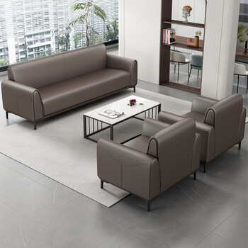 森菲亚办公室沙发会客区三人位现代简约商务沙发茶几组合 三人位 西皮