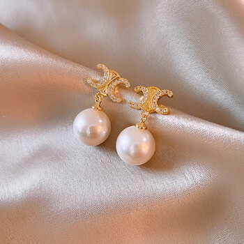 品牌撤柜清仓限时折扣18k金耳环镶钻珍珠耳钉女配饰专柜纯银耳饰双c