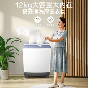 小天鹅（LittleSwan）双桶双缸洗衣机半自动 12公斤大容量 喷淋漂洗强力去污 洗大件 节能省水  TP12V999