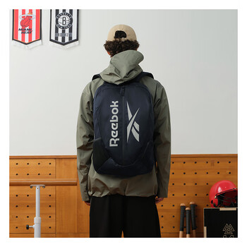 锐步防泼水轻量化双肩包多隔层耐磨运动背包透气可调肩带 蓝色