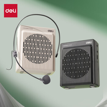 得力（deli）13W小蜜蜂有线款扩音器教师专用音箱小喇叭腰挂麦克风录音蓝牙插卡导游便携喊话器生日礼物灰