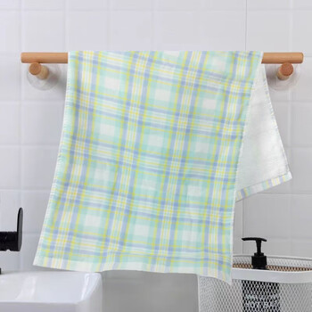 鲁凤来. 毛巾 家用棉质柔软棉纱毛巾经典网格纹洗脸面巾 75*35cm 两条装